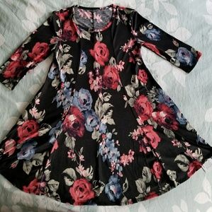 3/4 Sleeve Silky Soft Floral Dress
